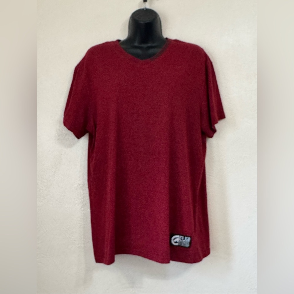 Echo Burgundy Ribbed V-Neck Tee 0523